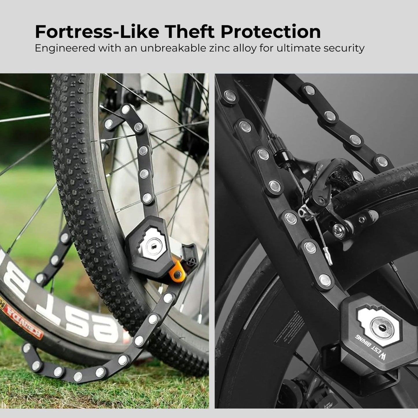ClickBiker™ Bike Bicycle Lock Foldable with 3 Keys Bike Chain Lock Alloy Anti-Theft Bicycle Folding Lock Mount Bracket